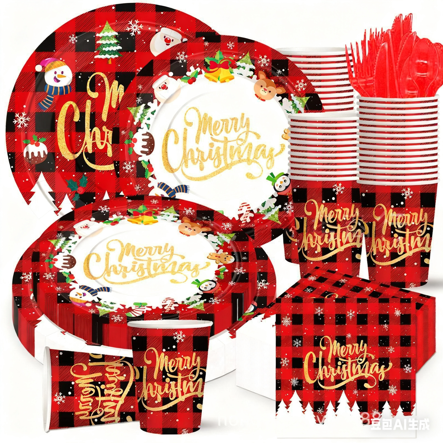 Christmas disposable tableware set: Spend less time cleaning, and more time celebrating.