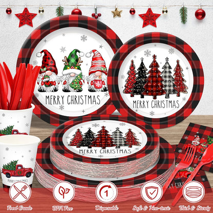 Christmas disposable tableware set: Spend less time cleaning, and more time celebrating.