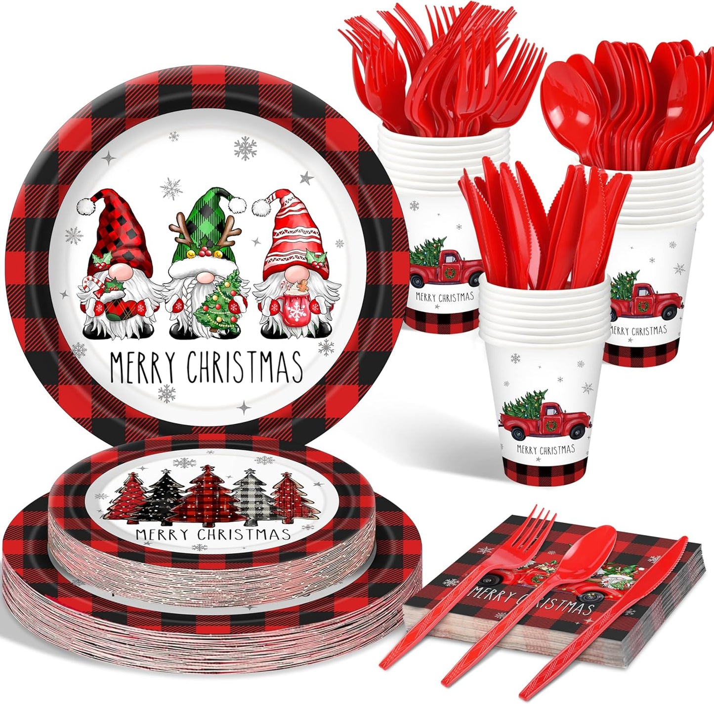 Christmas disposable tableware set: Spend less time cleaning, and more time celebrating.