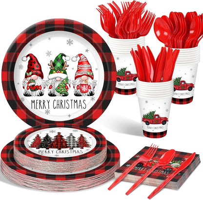 Christmas disposable tableware set: Spend less time cleaning, and more time celebrating.