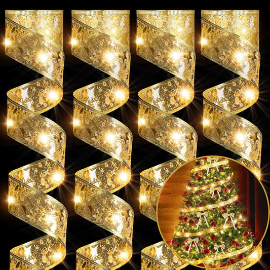 Tangle-Free Christmas Ribbon Lights! Easy LED Satin Strings for Beautiful Gift, Tree, and Home Decor in Seconds.