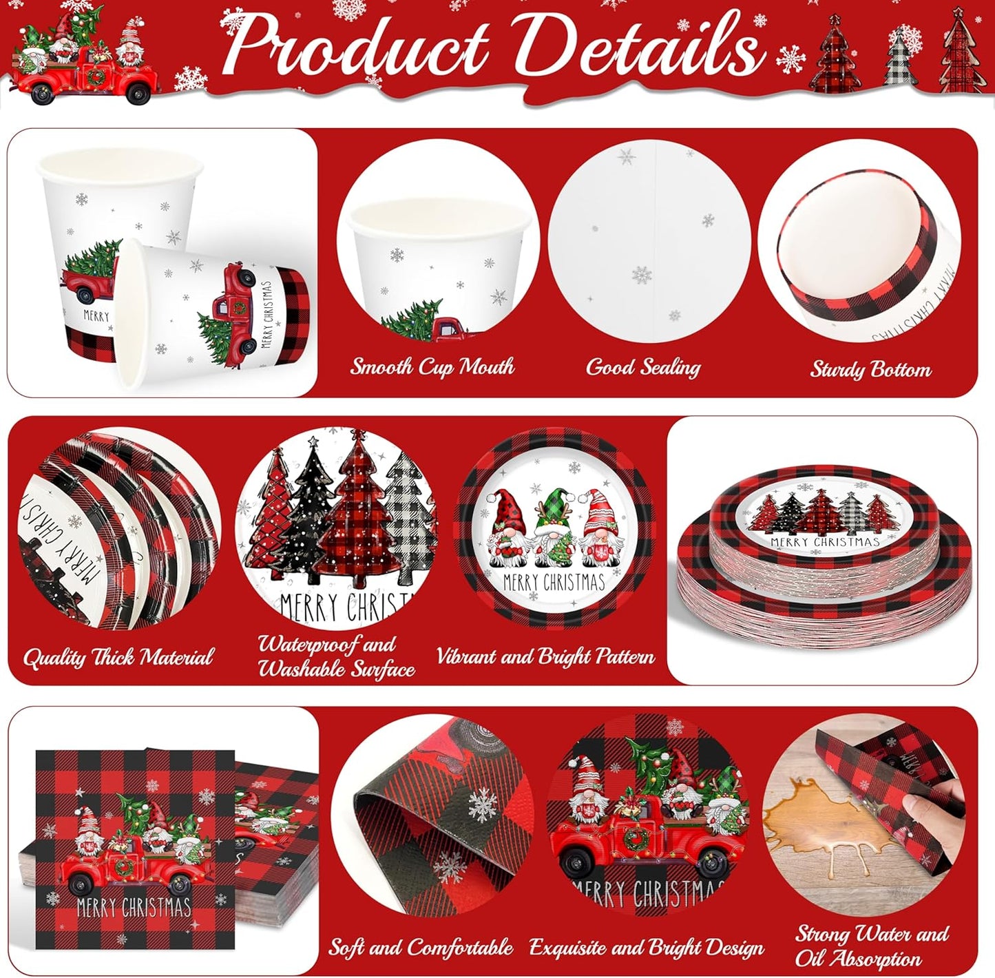 Christmas disposable tableware set: Spend less time cleaning, and more time celebrating.