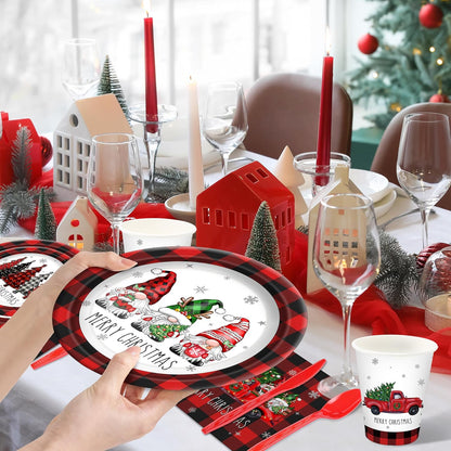 Christmas disposable tableware set: Spend less time cleaning, and more time celebrating.