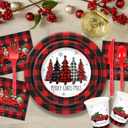 Christmas disposable tableware set: Spend less time cleaning, and more time celebrating.